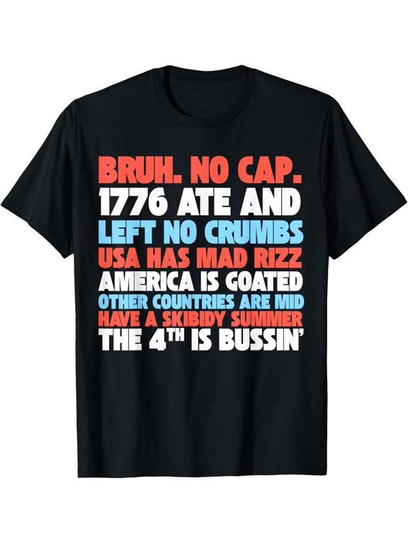 Gen A Slang 4th of July Apparel Funny Generation Alpha T-Shirt - Classic End of Summer graphic tee Unisex 100% Cotton Crew Neck T-Shirt Breathable Casual Everyday Wear Affordable Graphic Soft Cheap t