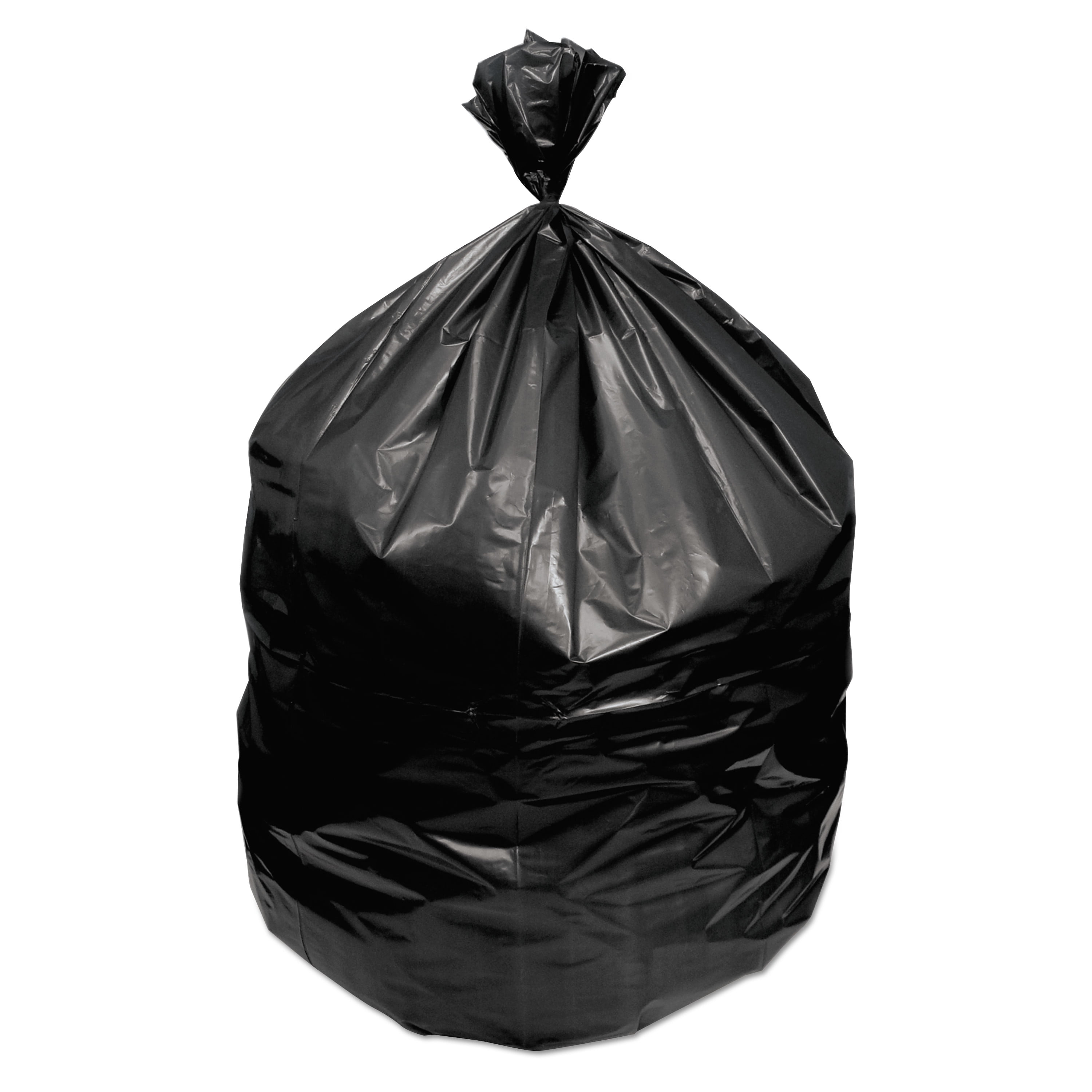 PlasticMill 64 Gallon Garbage Bags: Black, 1.2 mil, 50x60, 50 Bags.