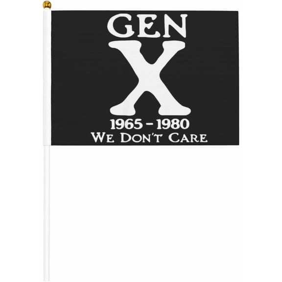 Gen X 1965 1980 We Don'T Care Funny Saying Mini Handheld Flag For Outside Holiday Yard Patio Decorations One Size Ten Piece