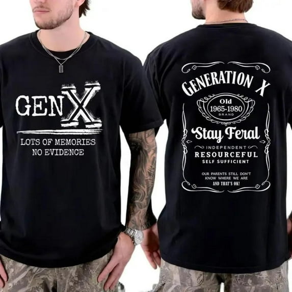 Gen X Generation X 1965 to 1980 Shirt– Lots of Memories No Evidence Tee – Stay Feral Vintage Humor T-Shirt – Unisex Classic Retro Graphic Top