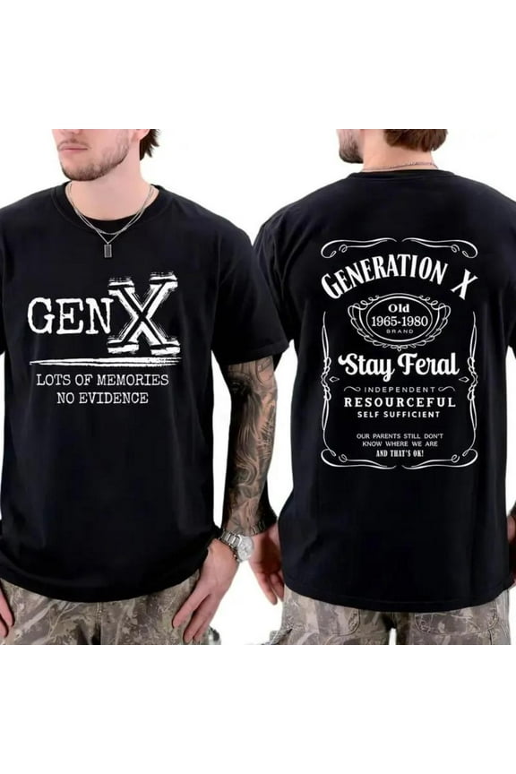 Gen X Generation X 1965 to 1980 Shirt– Lots of Memories No Evidence Tee – Stay Feral Vintage Humor T-Shirt – Unisex Classic Retro Graphic Top