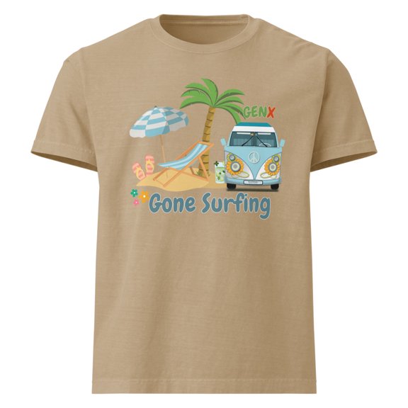 Gen X Gone Surfing - Unisex oversized t-shirt (Khaki, 2XL)