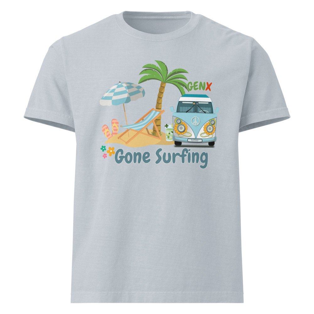 Gen X Gone Surfing - Unisex oversized t-shirt (Light Washed Denim, 2XL)