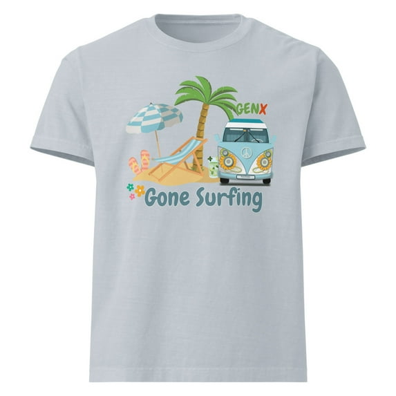 Gen X Gone Surfing - Unisex oversized t-shirt (Light Washed Denim, 2XL)