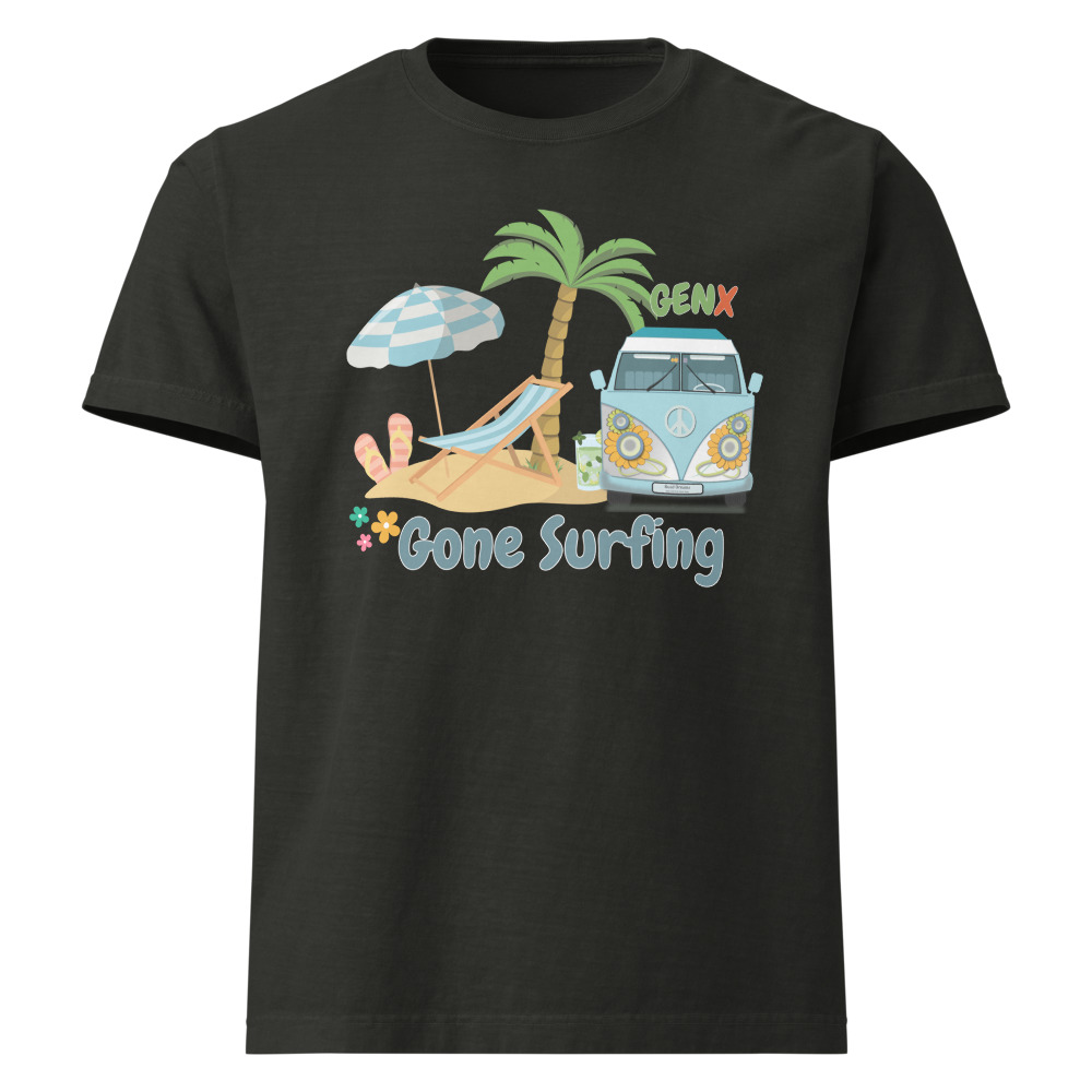 Gen X Gone Surfing - Unisex oversized t-shirt (Washed Black, M)