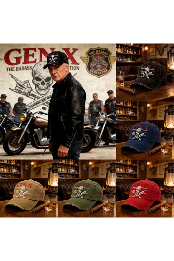 Gen X' Hat The Badas ss Generation Adjustable Vintage Baseball Cap Funny Truck Caps for Men Women, Khaki