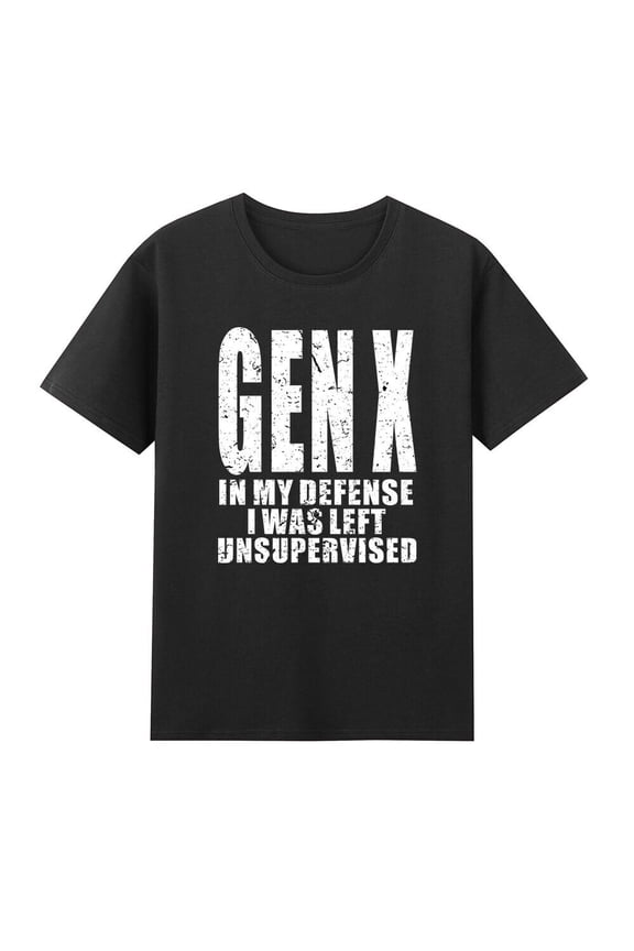 Gen X In My Defense I Was Left Unsupervised Funny GenX Quote Retro Men's T-Shirt