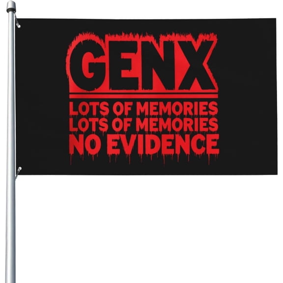 Gen X Lots of Memories No Evidence Flag for Room Teen Double Sided Personalized Flag Outdoor Banner for Yard 3x5 Ft, Gen X Lots of Memories No Evidence Tapestry for Dorm