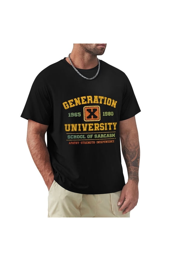 Gen X Men's Cotton HD Print Short Sleeve T-Shirt Crew Neck Top Black 3XL