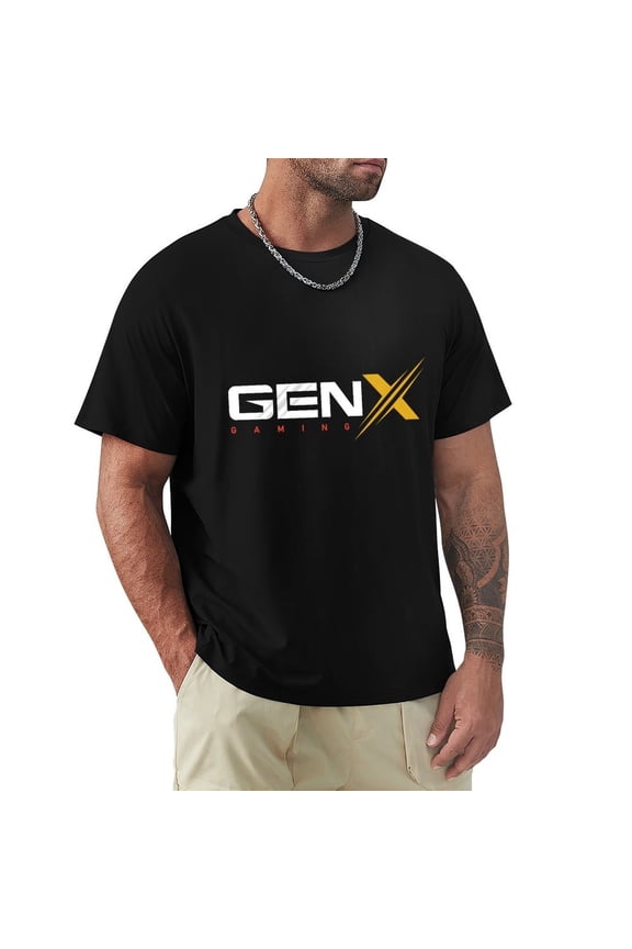 Gen X Men's Cotton HD Print Short Sleeve T-Shirt Crew Neck Top Black 3XL