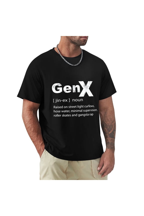 Gen X Men's Cotton HD Print Short Sleeve T-Shirt Crew Neck Top Black 3XL