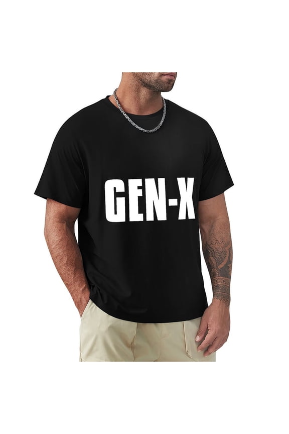 Gen X Men's Cotton HD Print Short Sleeve T-Shirt Crew Neck Top Black 3XL