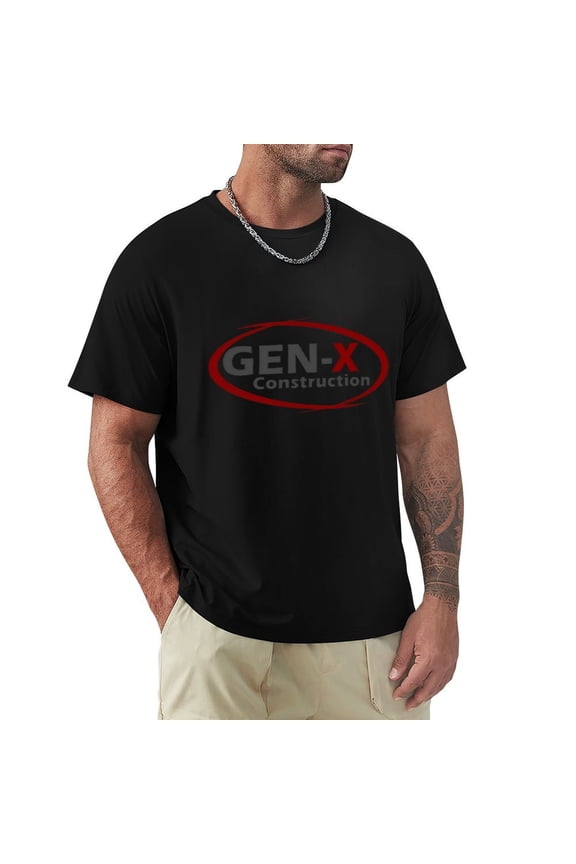 Gen X Men's Cotton HD Print Short Sleeve T-Shirt Crew Neck Top Black 3XL