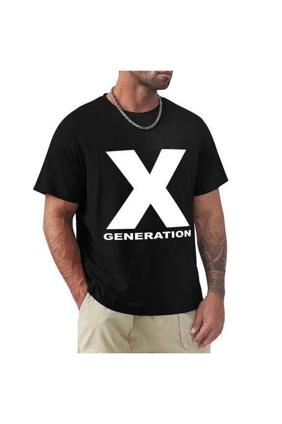 Gen X Men's Cotton HD Print Short Sleeve T-Shirt Crew Neck Top Black 3XL