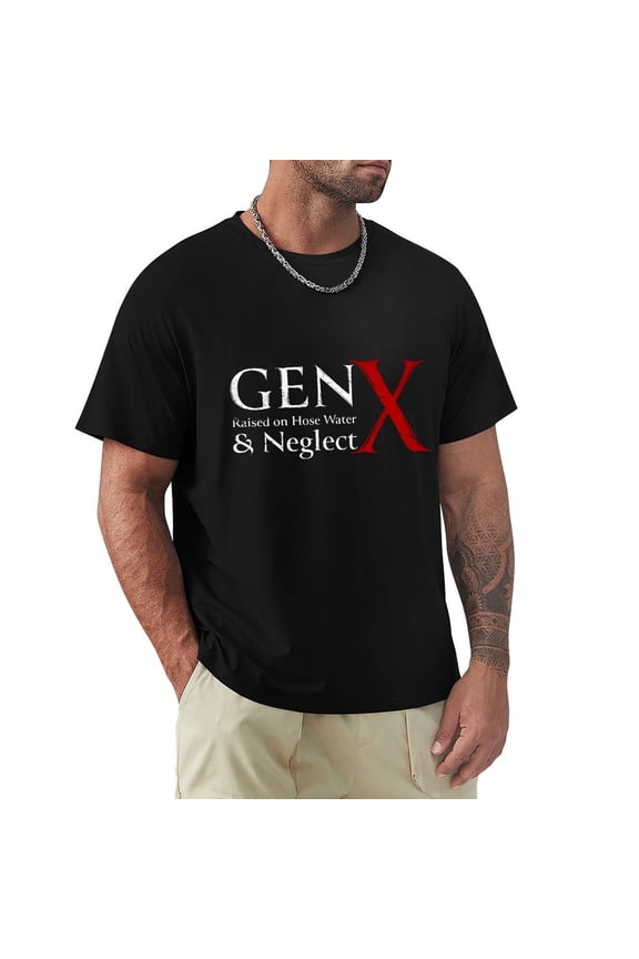Gen X Men's Cotton HD Print Short Sleeve T-Shirt Crew Neck Top Black 3XL