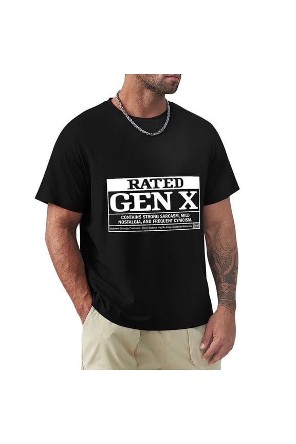 Gen X Men's Cotton HD Print Short Sleeve T-Shirt Crew Neck Top Black L