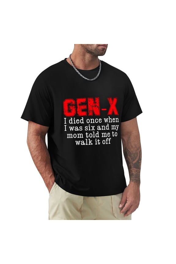 Gen X Men's Cotton HD Print Short Sleeve T-Shirt Crew Neck Top Black L