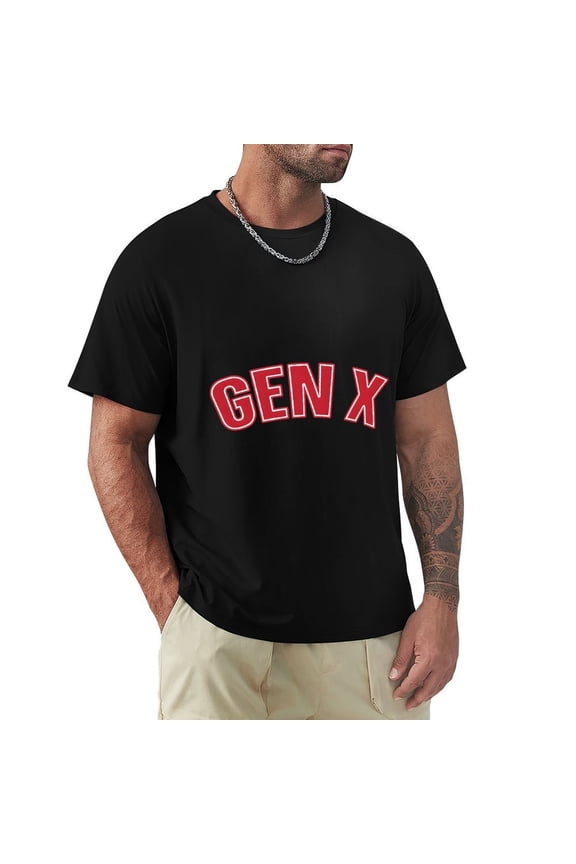 Gen X Men's Cotton HD Print Short Sleeve T-Shirt Crew Neck Top Black M