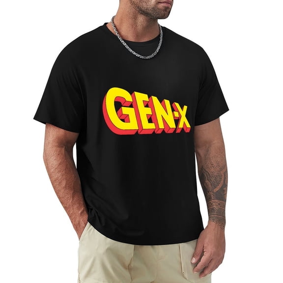 Gen X Men's Cotton HD Print Short Sleeve T-Shirt Crew Neck Top Black S