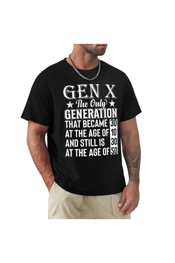 Gen X Men's Cotton HD Print Short Sleeve T-Shirt Crew Neck Top Black XL