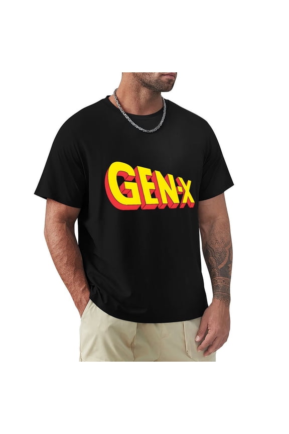 Gen X Men's Cotton HD Print Short Sleeve T-Shirt Crew Neck Top Black XL