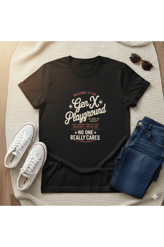 Gen X Playground Funny Retro T-Shirt, for men & women, S-5XL