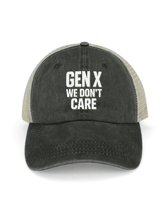 Gen X We Dont Care Black Adjustable Trucker Baseball Cap for Men Women, Mesh Snapback Hat