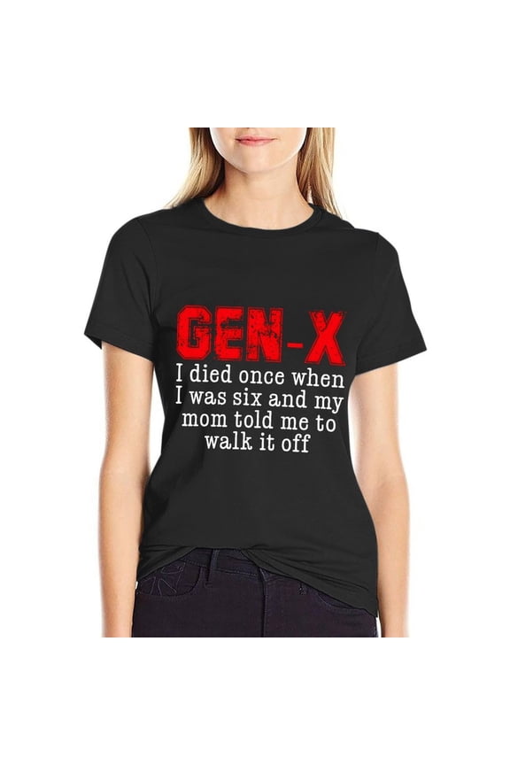 Gen X Women’s Short Sleeve Cotton T-Shirt HD Graphic Printed Tee Casual Crew Neck Top 3XL