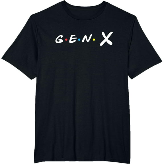 Gen X design for friends and lovers, 60s, 70s, 80s T-ShirtMen and women, Black T-shirt, size: Extra large