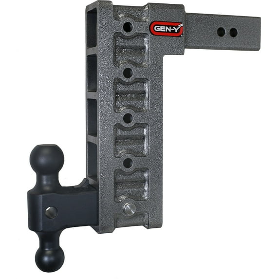 GEN-Y GH-615 MEGA-DUTY Adjustable 12" Drop Hitch with GH-061 Dual-Ball for 2.5" Receiver - 21,000 LB Towing Capacity - 3,000 LB Tongue Weight