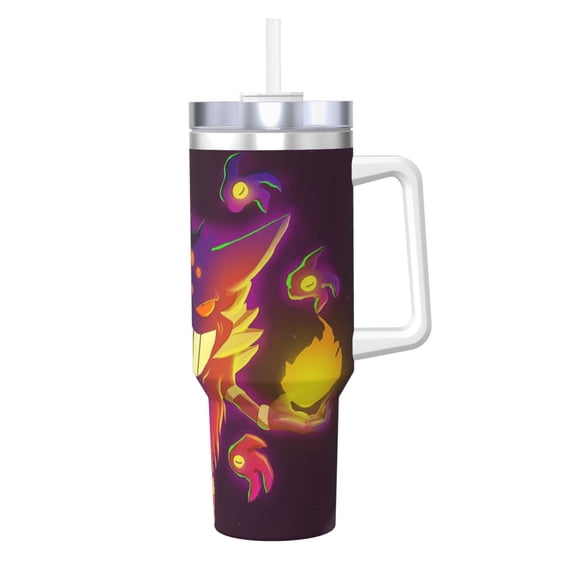 Gen-gar Demon 40oz Ice Bully with Handle Water Bottle Straw Sports Insulated Stainless Steel Reusable Leak Proof Car Cup