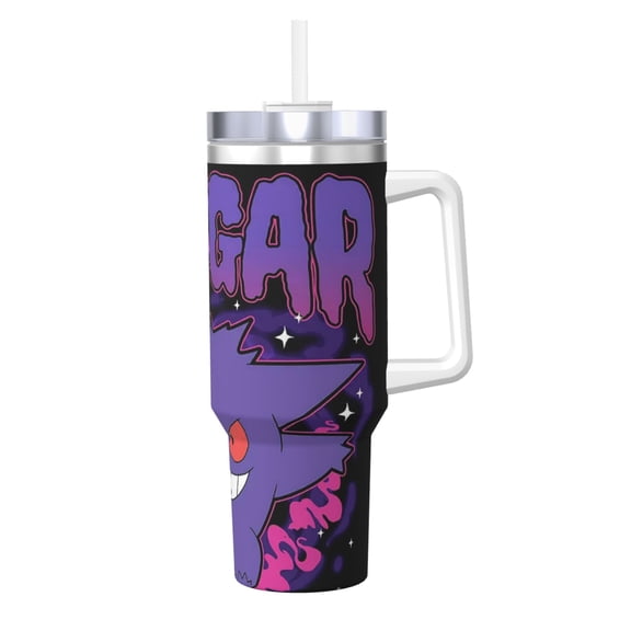 Gen-gar Demon 40oz Ice Bully with Handle Water Bottle Straw Sports Insulated Stainless Steel Reusable Leak Proof Car Cup