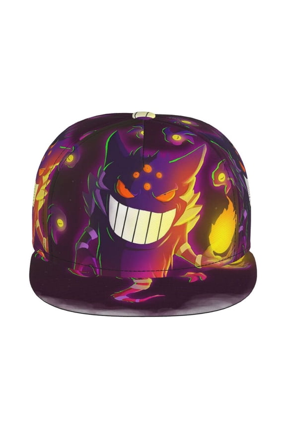 Gen-gar Demon Unisex Flat Brim Cap Adjustable Fitted Hat Baseball Cap for Men Women