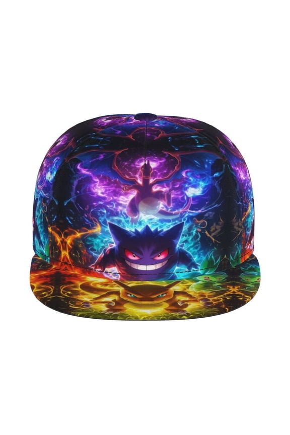 Gen-gar Unisex Flat Brim Cap Adjustable Fitted Hat Baseball Cap for Men Women