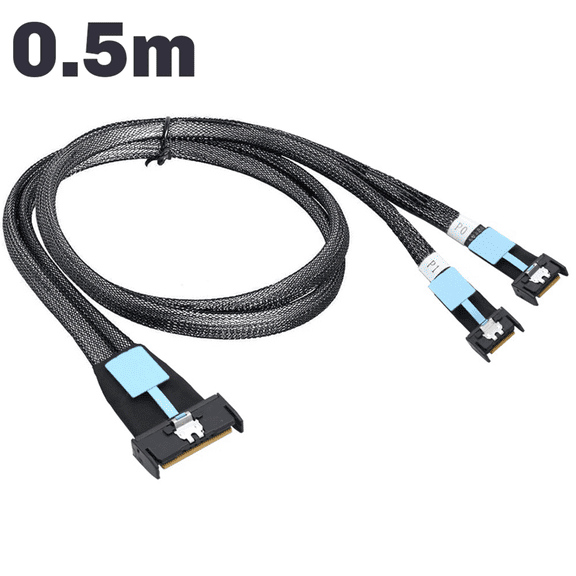 Gen5 MClo X8 Adapter Cable Gen5 MCIO X8 to Dual MCIO X4 Server Cable for PC SATA 3.0 U.2 Oculink Pcie Sata Cable 0.5M