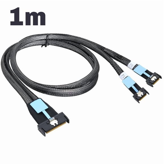 Gen5 MClo X8 Adapter Cable Gen5 MCIO X8 to Dual MCIO X4 Server Cable for PC SATA 3.0 U.2 Oculink Pcie Sata Cable 1M
