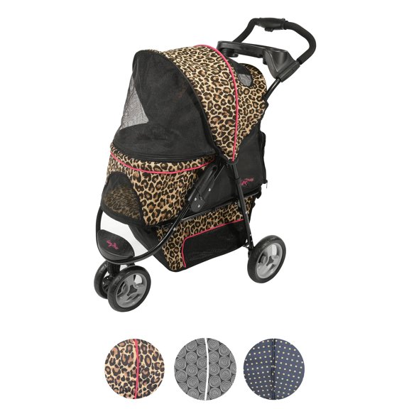 Gen7Pets Promenade 4 Wheeled 35"L Pet Stroller for Dogs up to 50 lb, Cheetah, 20 lb