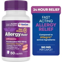 GenCare Allergy Relief Fexofenadine HCl 180 mg Non Drowsy Antihistamine, 50 Tablets