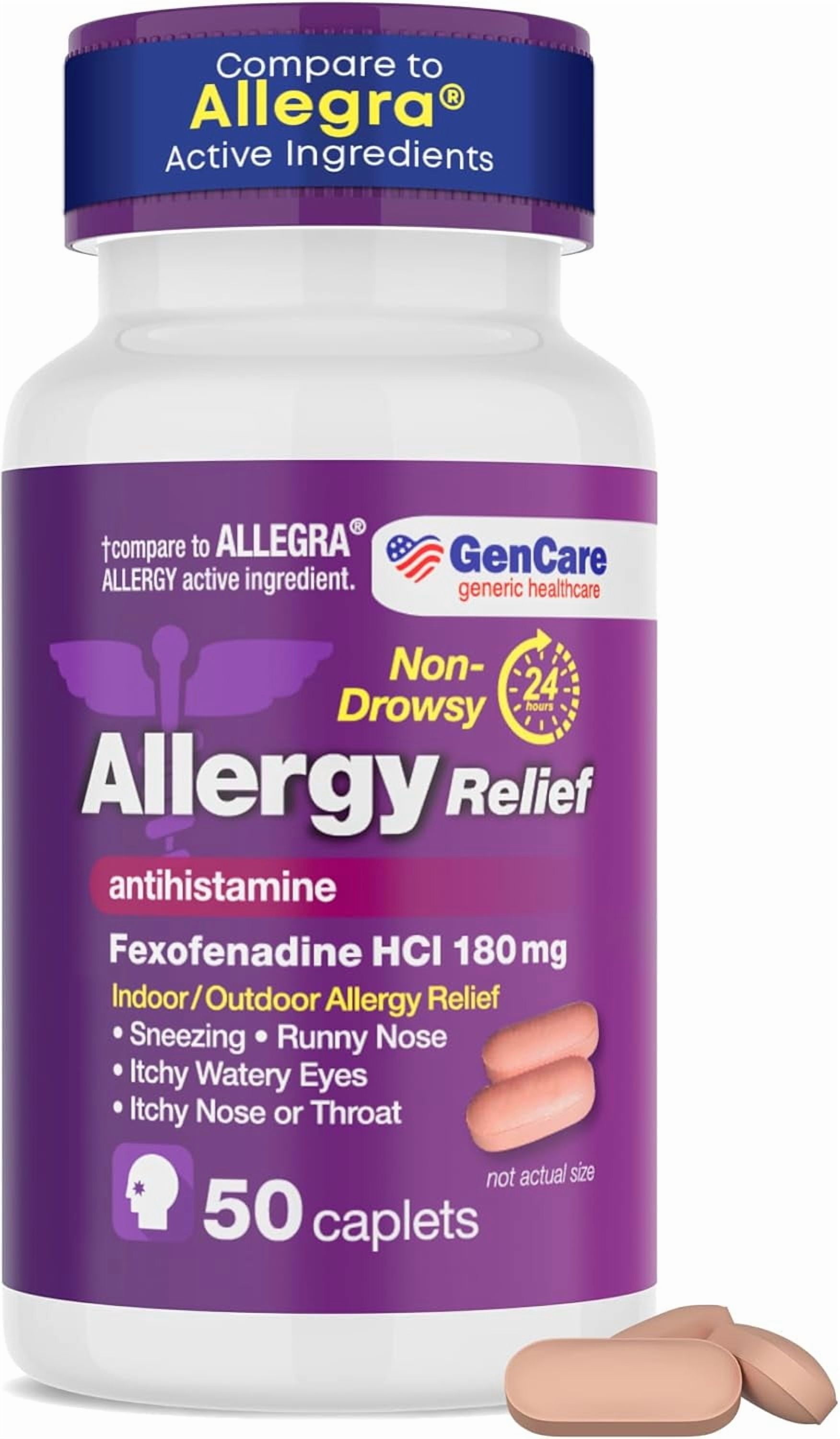 GenCare Allergy Relief Fexofenadine HCl 180 mg Non Drowsy Antihistamine, 50 Tablets