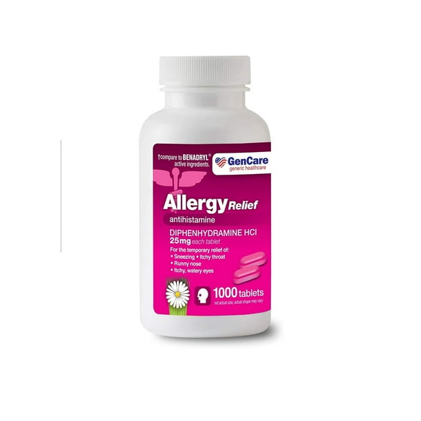 GenCare Allergy Relief Medicine Antihistamine Diphenhydramine HCl
