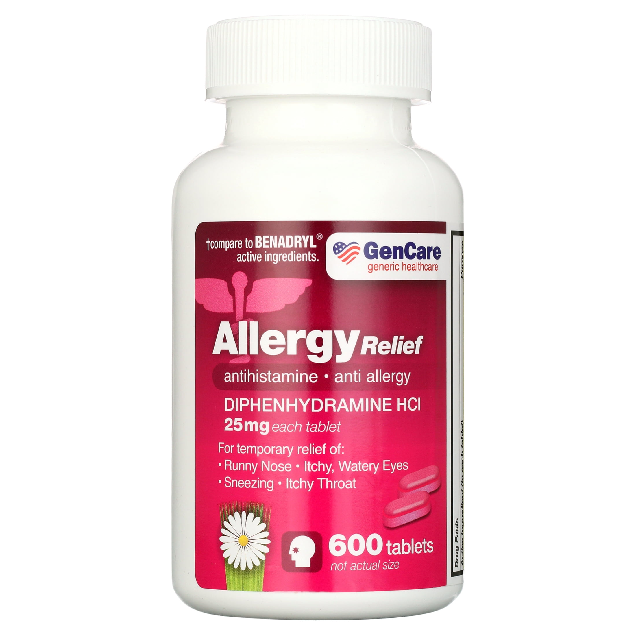 GenCare Allergy Relief Medicine Antihistamine Diphenhydramine HCl