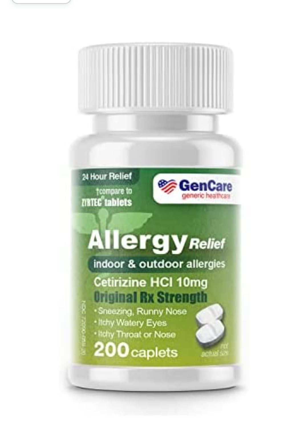 GenCare Cetirizine HCL 10 mg (200 Count) 24 Hour Allergy Relief