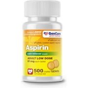 GenCare Low Dose Aspirin (NSAID) 81mg Pain Reliever for Muscle Pain, 500 Coated Tablets