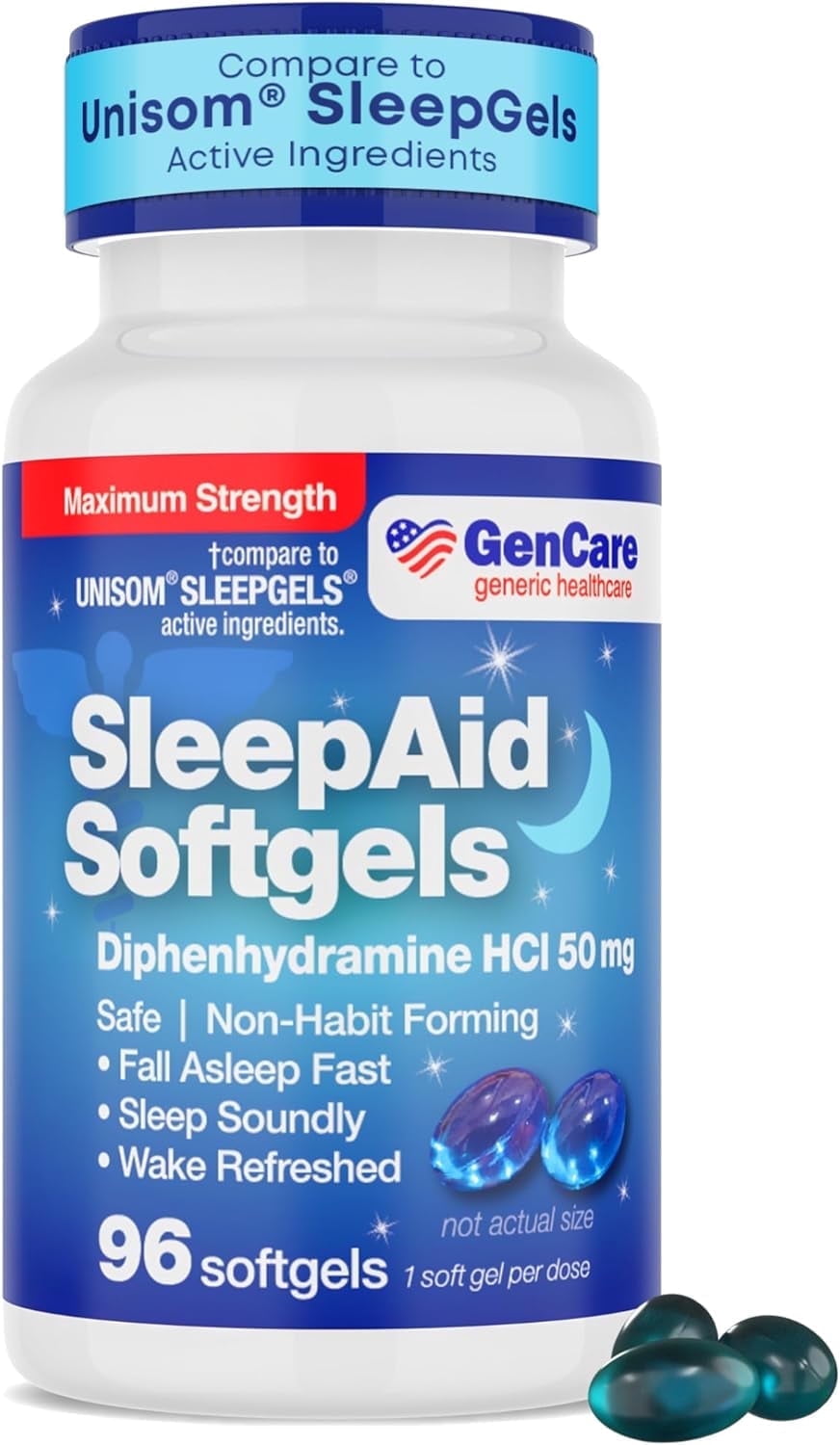 あんみんエステルピローASLEEP（アイシン） GenCare Sleep Aid Softgels, Diphenhydramine HCl 50mg, Non-Habit