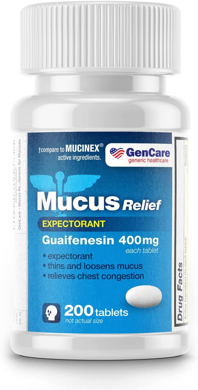GenCare Mucus Relief Expectorant (Guaifenesin) 400 mg (200 Tablets