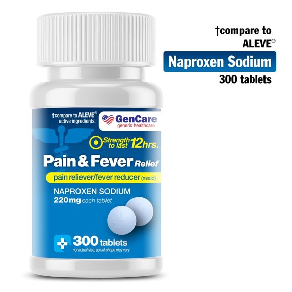 GenCare - Naproxen Sodium Pain & Fever Relief (300 Tablets) | 12 Hour NSAID