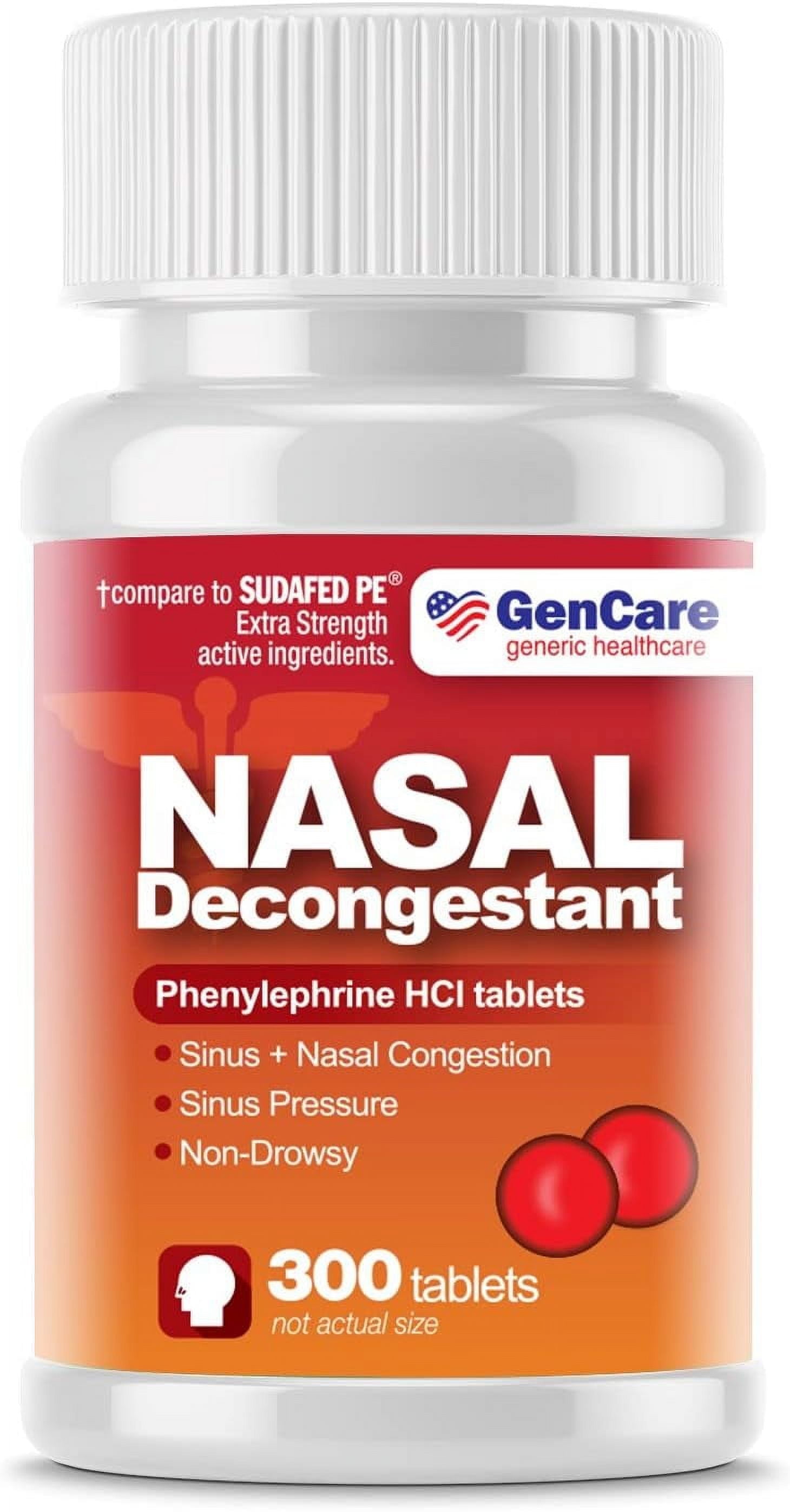 GenCare - Nasal Decongestant Phenylephrine HCl (300 Tablets) | Non Drowsy
