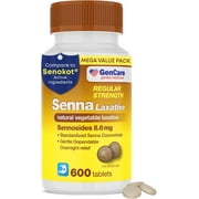 GenCare Senna Laxative Sennosides 8.6 mg All Natural Constipation Relief, 600 Tablets