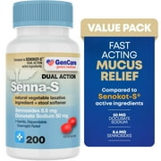 GenCare Senna Laxative Stool Softener Docusate Sodium 50mg & Sennosides 8.6mg, 200 Tablets