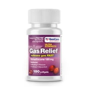 GenCare Simethicone Gas Relief for Adults Bloating Relief for Men & Women, 180 Softgels